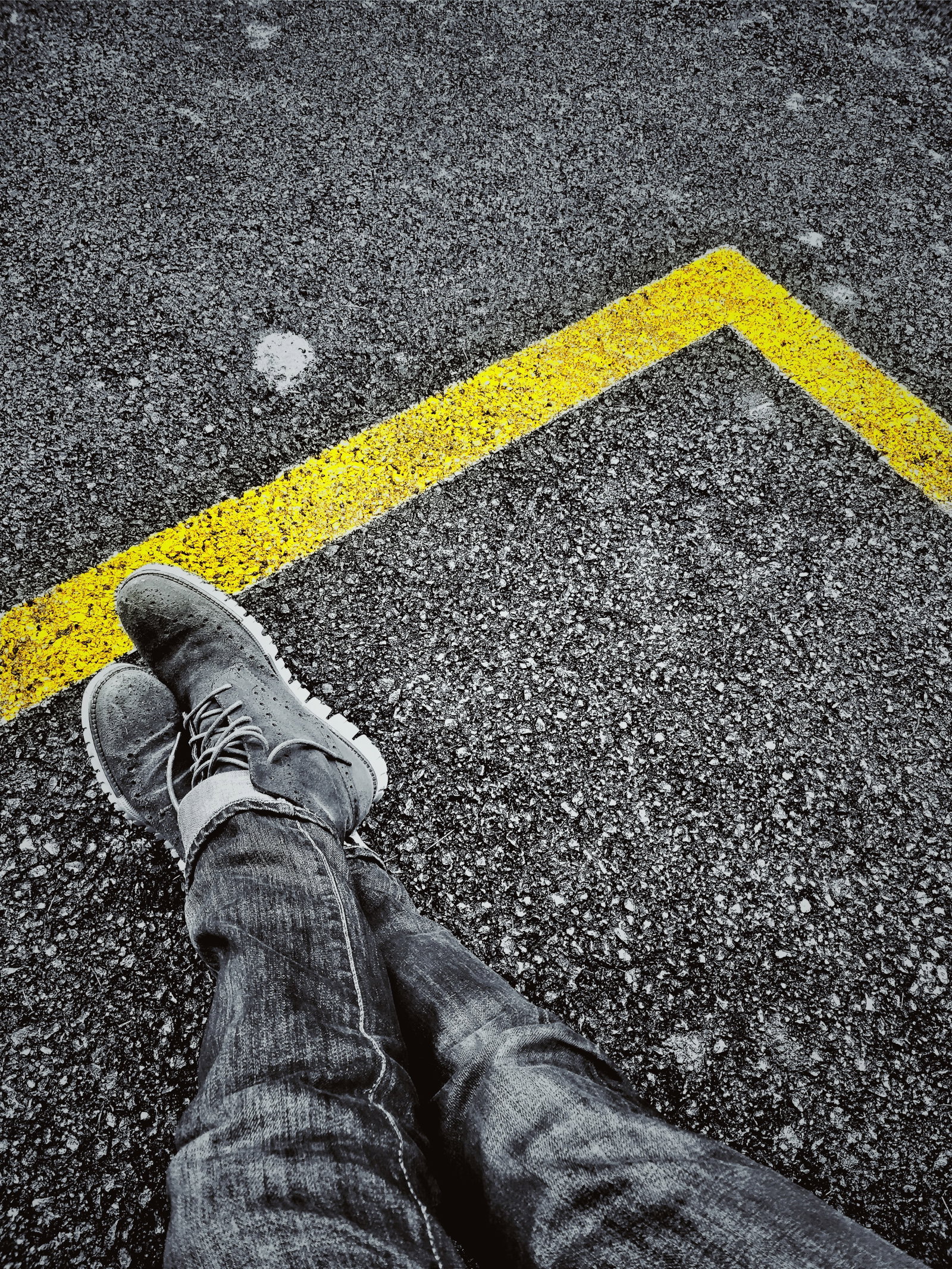 selective color of person wearing jeans